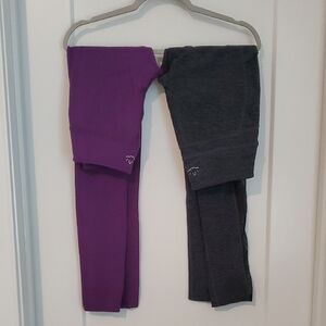 Beyond Yoga Leggings Set Of 2 Purple and Gray Size Small